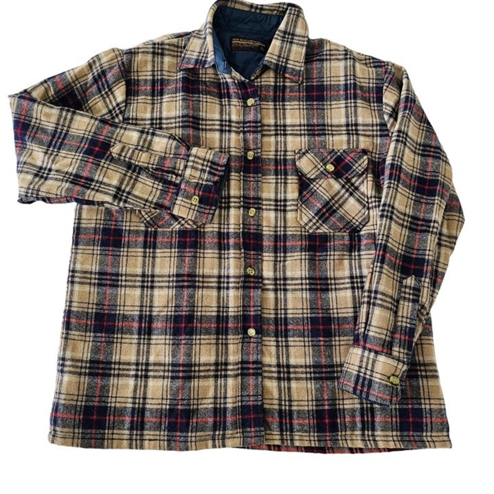 VTG Montgomery Ward Womens Shacket Plaid Quilted Lining Wool Blend Jacket Large